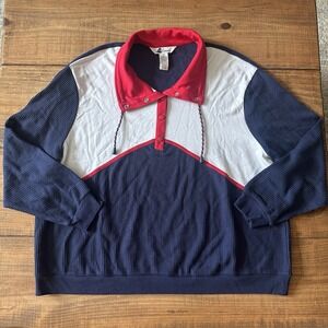 Blast Vintage 80S / 90s Womens Size 2X Block Pullover Sweater Shirt Red White